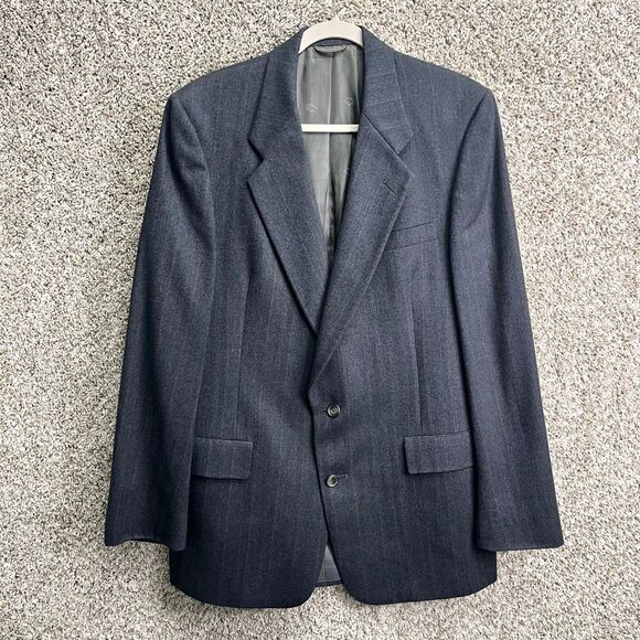 Christian Dior Blazer Men’s 42 Gray and Blue Herringbone Patterned Suit Jacket - Picture 1 of 11